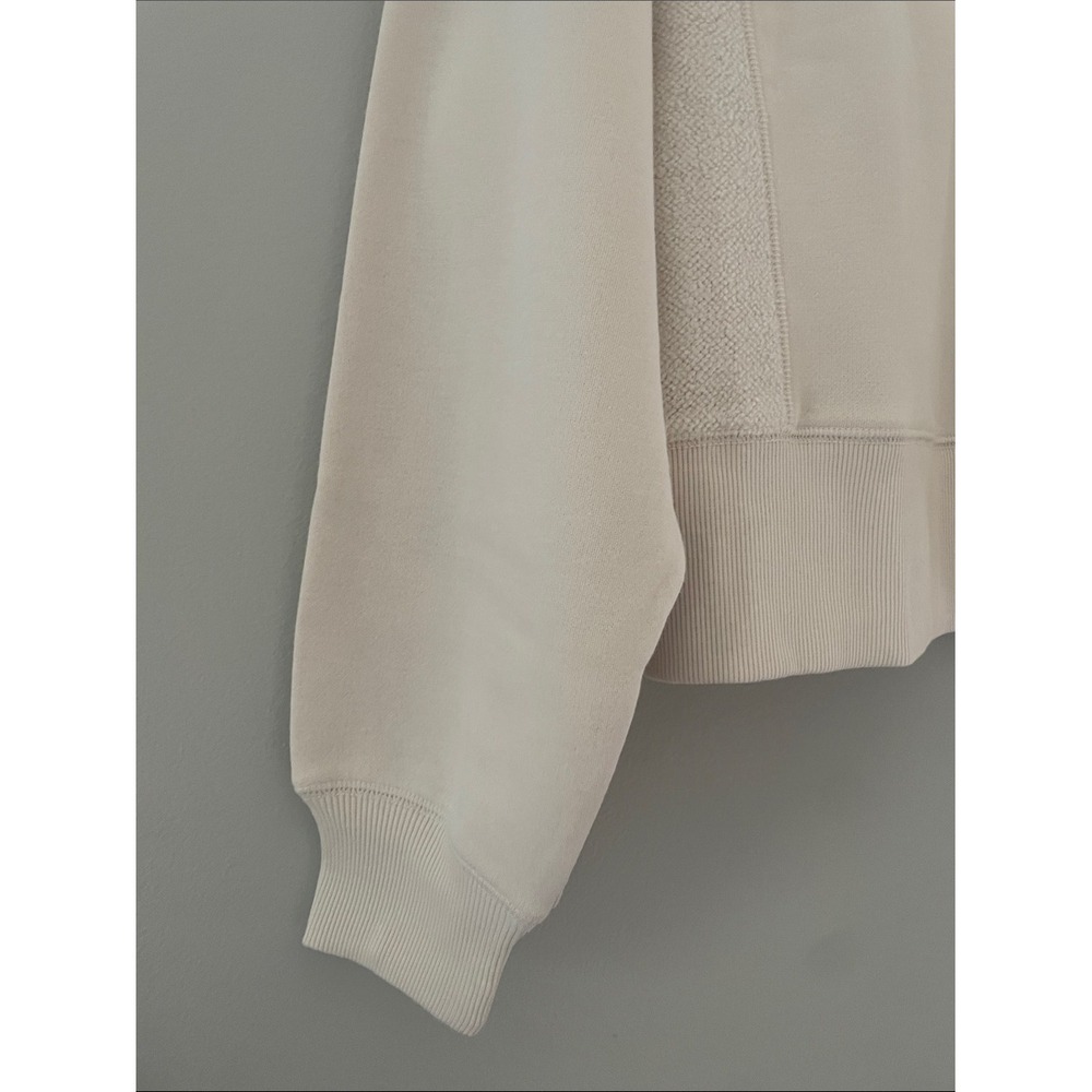 Aerie Oversized V-Neck Mixed Texture Sweatshirt Cream Medium - Picture 4 of 10